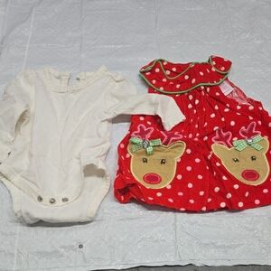 Nanette Baby Red and White Reindeer Matching Set